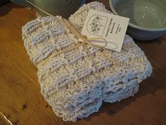 Natural Cotton Washcloth - handknit set of 3