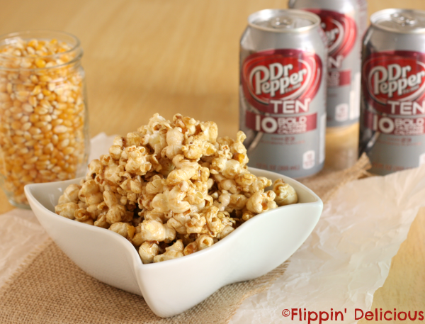 Dr. Pepper TEN Skinny Caramel Popcorn, lighter on calories but not on flavor! #drinkTEN #shop