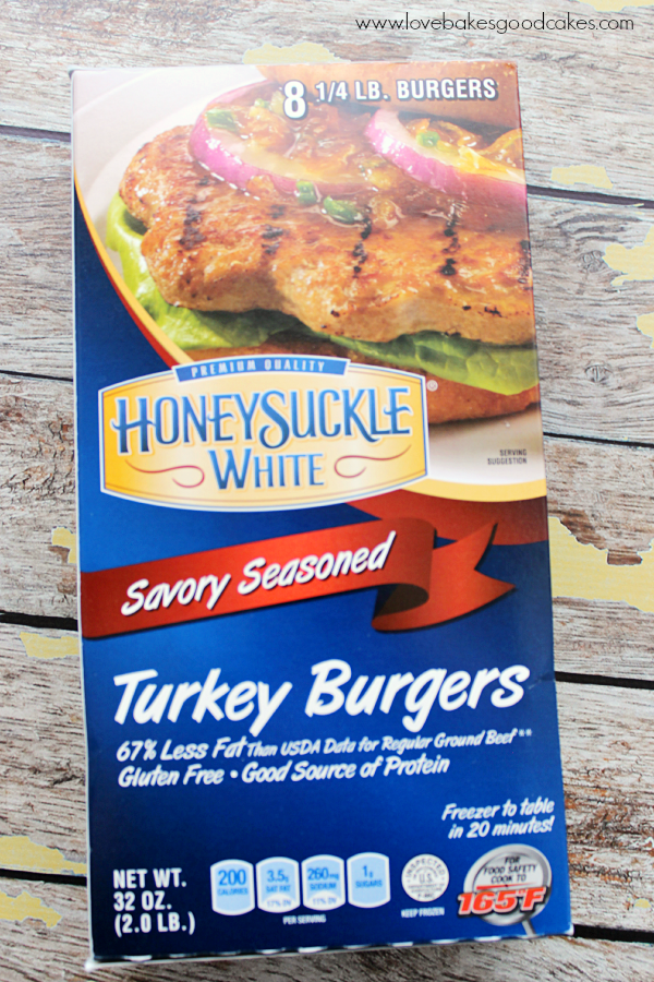 Honeysuckle Turkey Burgers in the box.