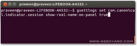 How To Show Username on Unity Panel in Ubuntu 13.04?